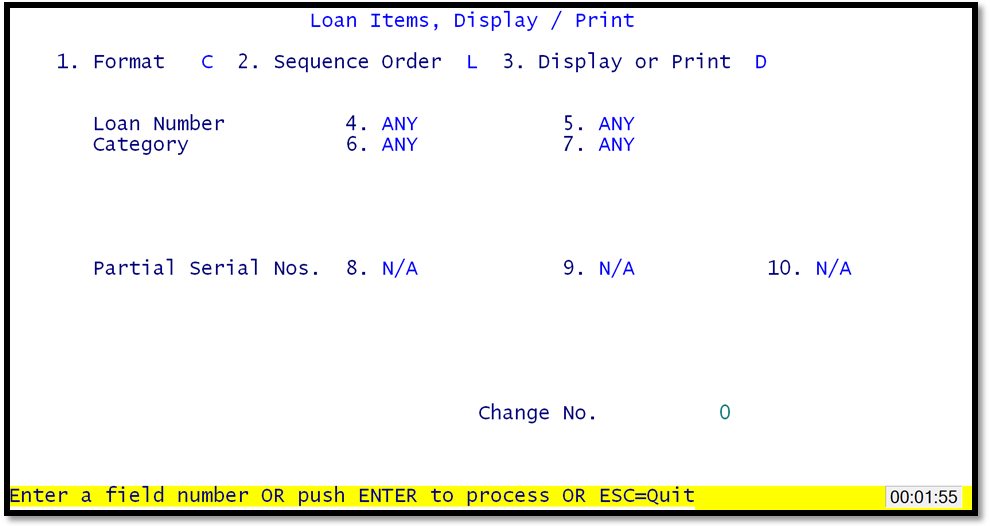 Loan Items Display/Print