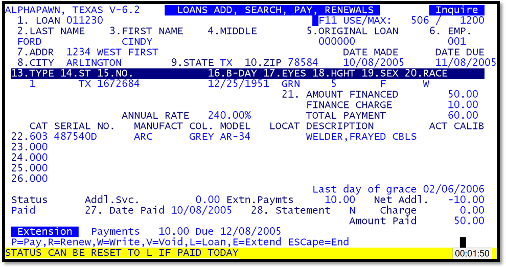 Generic Loan screen changes by State